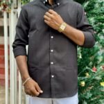 Korean Linen, Wrinkle Free, Elite Couture Brand, Sky Black Colour