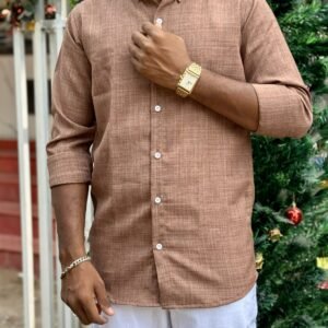 Korean Linen, Wrinkle Free, Elite Couture Brand, Brown Colour