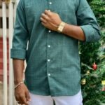 Korean Linen, Wrinkle Free, Elite Couture Brand, Green Colour