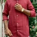 Korean Linen, Wrinkle Free, Elite Couture Brand, Sky Red Colour