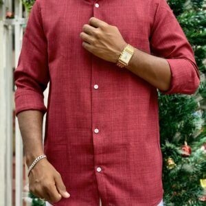 Korean Linen, Wrinkle Free, Elite Couture Brand, Sky Red Colour